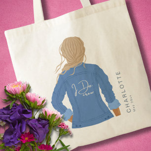 Tote Bag Veste Denim Dessin À Main Blonde Cheveux I Do Crew
