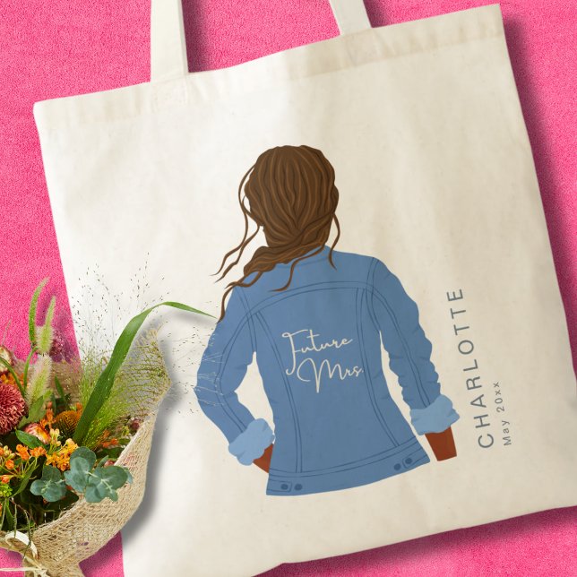 Tote Bag Veste Denim Dessin Dessin Futur Cheveux foncé et p (Créateur téléchargé)