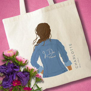 Tote Bag Veste Denim Dessin Main Brown Cheveux I Do Crew