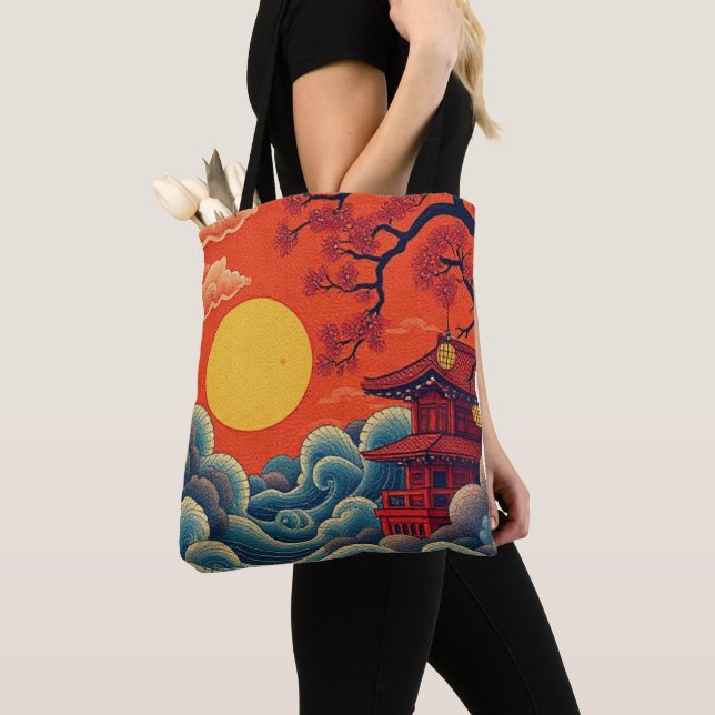 Tote Bag Veste Denim inspirée par l'Asie Pacifique (De près)