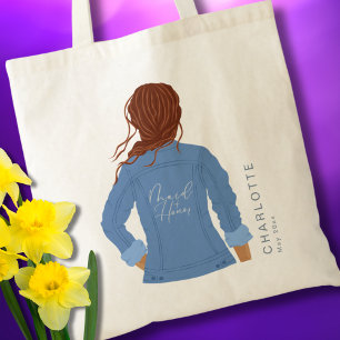 Tote Bag Veste Denim tirée à la main Chemise rouge d'honneu