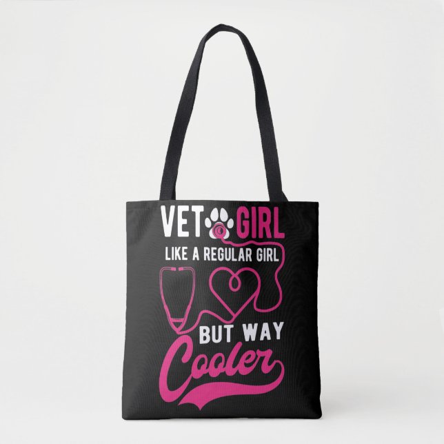 Tote Bag Vet Tech Girl Love Animaux Femme Vétérinaire (Devant)