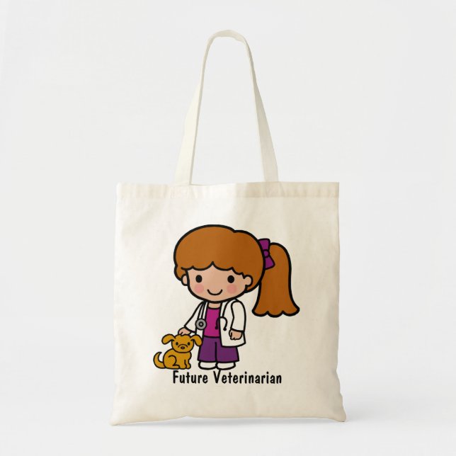 Tote Bag Vétérinaire mignonne fille avec chiot (Devant)