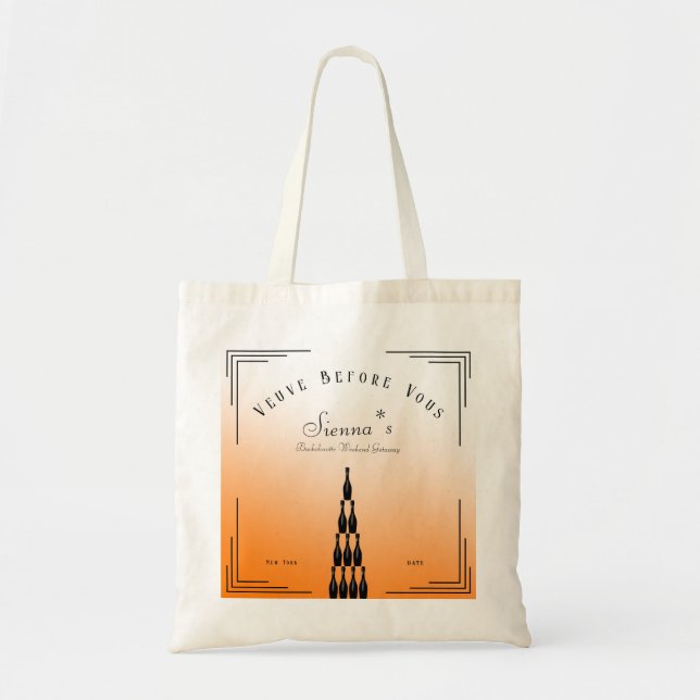 Tote Bag Veuve avant vows Tour Champagne Bachelorette (Devant)