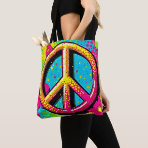 Tote Bag Vibe de Paix et d'Amour Coloré