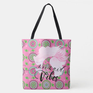 Tote Bag Vibes de sirène rose Concepteur géométrique Fourre