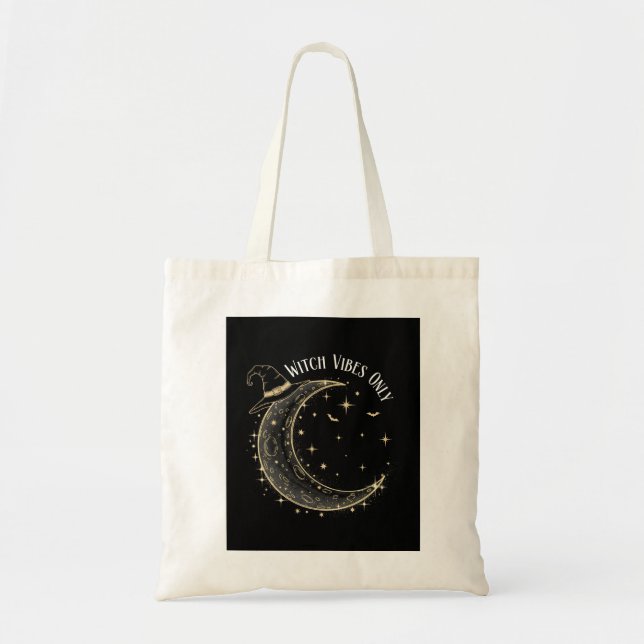 Tote Bag Vibes de sorcière seulement Lune Halloween mystiqu (Devant)