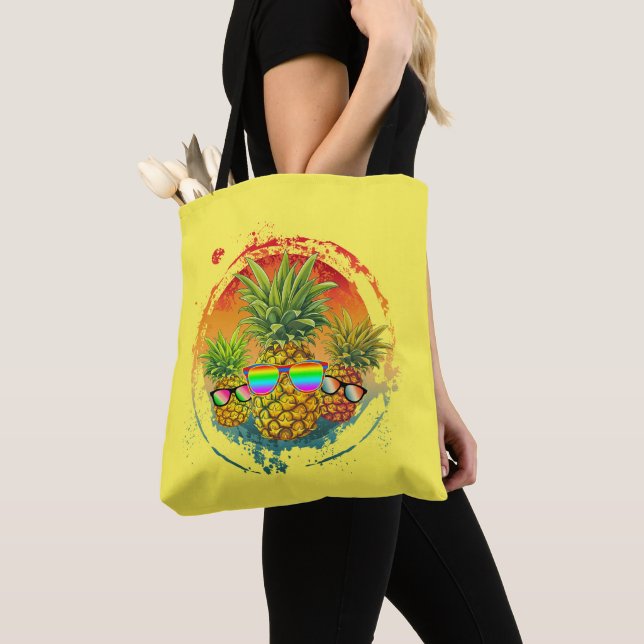Tote Bag Vibes d'été amusantes à l'ananas (De près)
