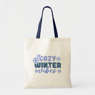 Tote Bag Vibes d'hiver confortables - Typographie du flocon