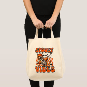 Tote Bag Vibes Éffrayantes rétro Dabbing Skeleton Halloween