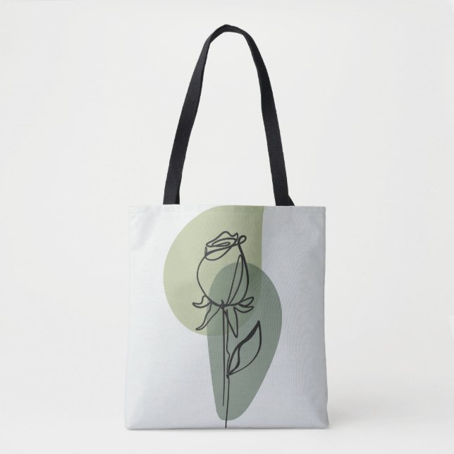 Tote Bag Vibes printanières : Rose floral bleu vert (Devant)