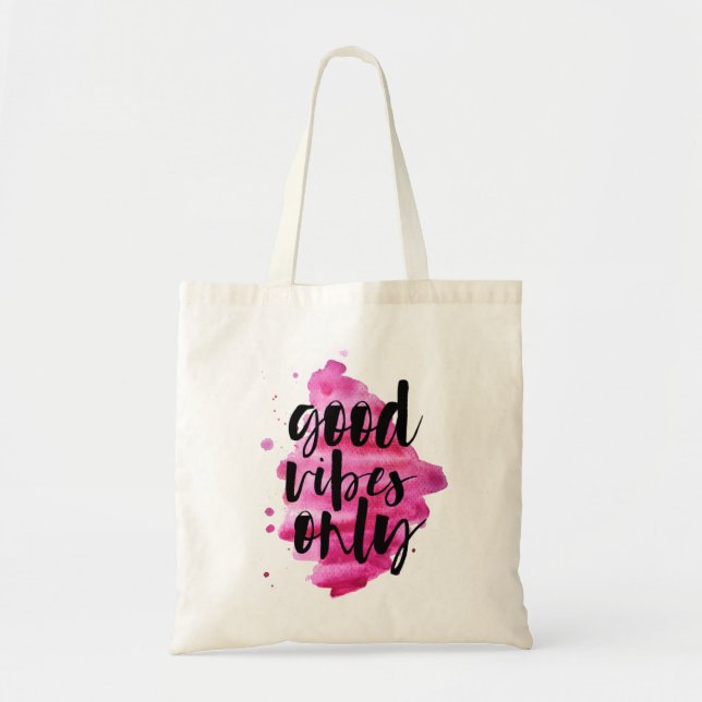 Tote Bag vibes rose chaud bon script de brosse uniquement (Devant)