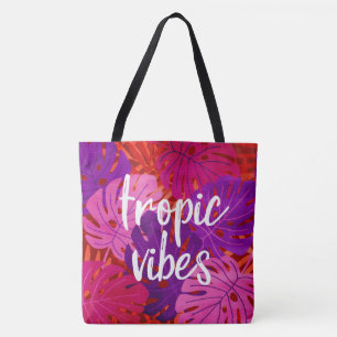 Tote Bag Vibes Tropicaux Feuille de Monstera Hawaïenne Trop