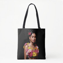 Vibrant Floral Woman Portrait Moody Art