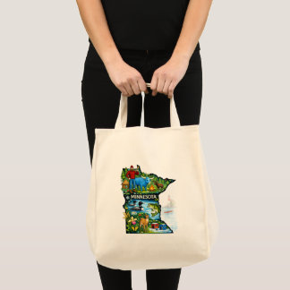 Tote Bag Vibrant Minnesota State Map-Paul Bunyan/Northwoods