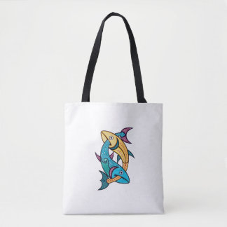 Tote Bag Vibrant Twin Fish
