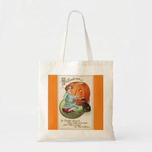 Tote Bag Victorian Boy Carving Citrouille Halloween