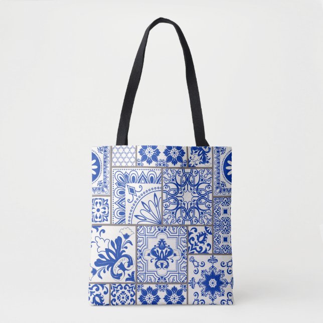 Tote Bag Victorian Majolica : Patchwork Tile Motif. (Devant)