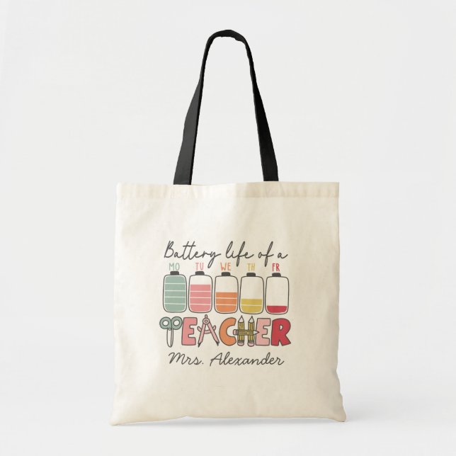 Tote Bag Vie de l'enseignant rétro Vie meilleure d'un ensei (Devant)