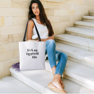 Tote Bag Vie en direct et inspirée Noir et blanc