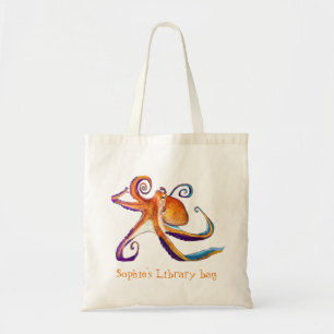 Tote Bag vie marine d'octopus aquarelle