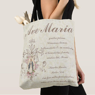 Tote Bag Vierge catholique Marie Ave Maria en latin