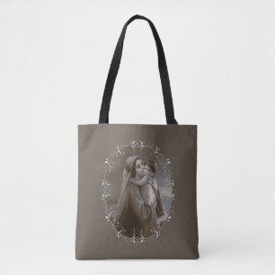 Tote Bag Vierge vintage et enfant avec cadre argenté