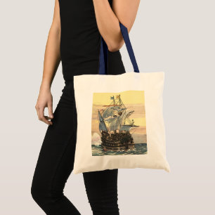 Tote Bag Vieux bateau pirate, galion naviguant sur l'océan