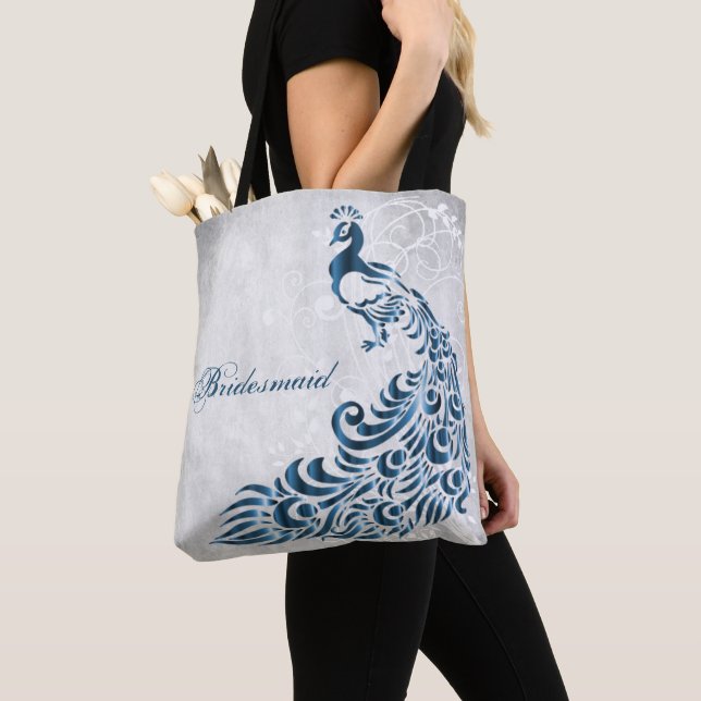 Tote Bag Vigne de la feuille de paon bleu Fourre-tout (De près)