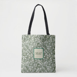 Tote Bag Vignes Botaniques Florales Vertes Monogramme