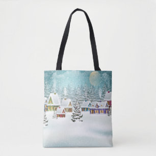 Tote Bag Village d'hiver : paysage enneigé
