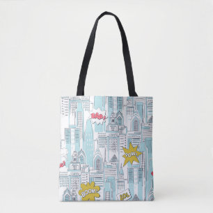 Tote Bag Ville de la bande dessinée : motif vintage