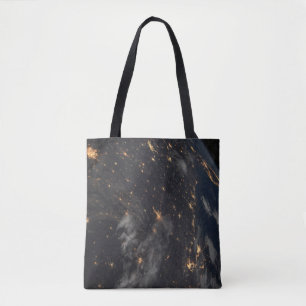 Tote Bag Ville Lumière La Nuit Sur La Planète Terre