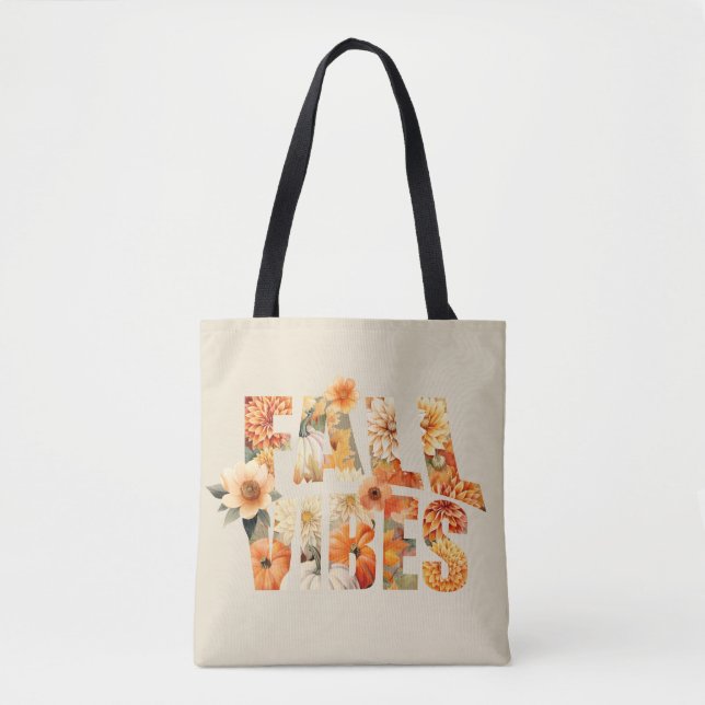 Tote Bag Villes d'automne aquarelle fleur sauvage feuille a (Devant)