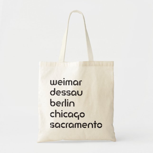 Tote Bag villes de bauhaus + POCHOIR de Sacramento (Devant)