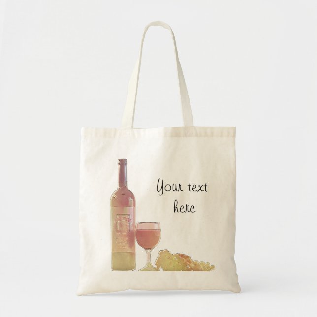 Tote Bag Vin rosé fait sur commande avec des raisins (Devant)