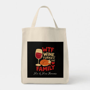 Tote Bag Vin, Turquie et famille Thanksgiving amusant