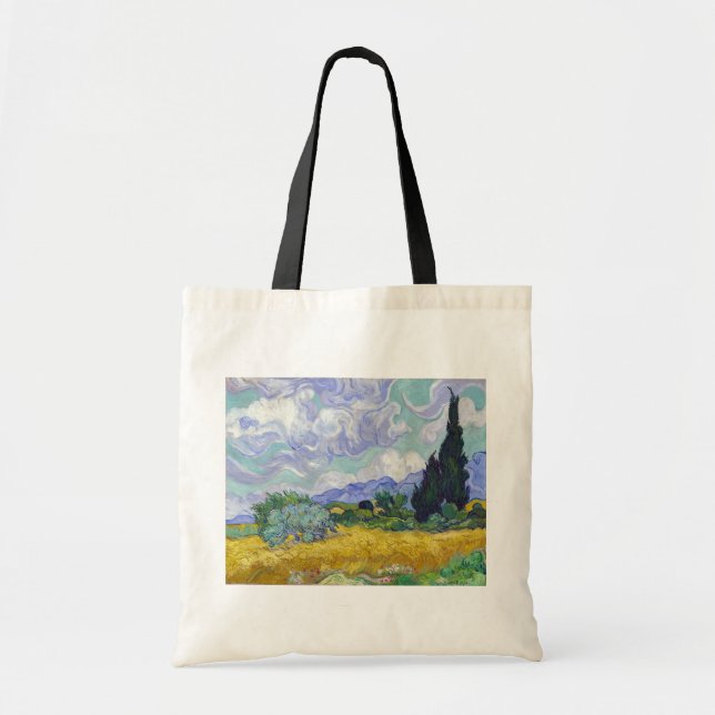 Tote Bag Vincent Van Gogh - Champ de blé avec cyprès (Devant)