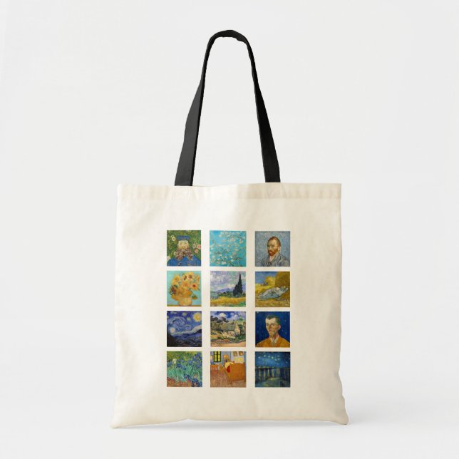 Tote Bag Vincent Van Gogh - Grille des chefs-d'oeuvre (Devant)