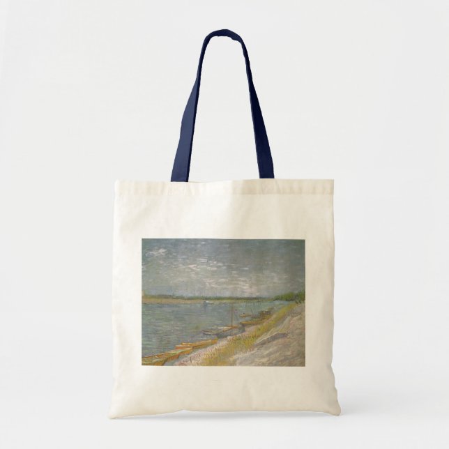 Tote Bag Vincent van Gogh - Vue d'une rivière avec des bate (Devant)