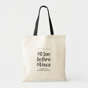 Tote Bag Vino avant les fenêtres   Bachelorette rétro minim