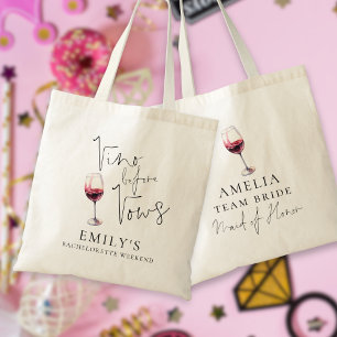 Tote Bag Vino avant Vows Maid of Honor Bachelorette Party
