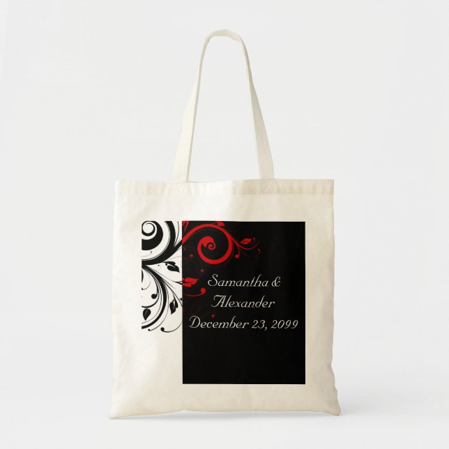 Tote Bag Vins Tourbillonnant noirs et rouges (Devant)