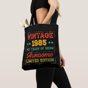Tote Bag Vintage 1985 Fait en 1985 40e anniversaire 40 ans