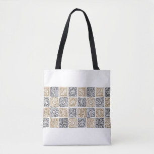 Tote Bag vintage abstrait doodle motif sans couture. Noir