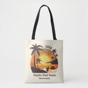 Tote Bag Vintage Beach Sunset Vacation surf orange brown