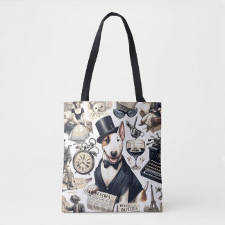 Tote Bag Vintage Bull Terrier Motif