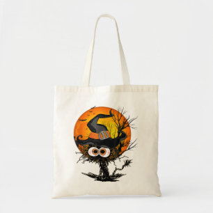 Tote Bag Vintage Chat noir Halloween effrayant avec Casquet