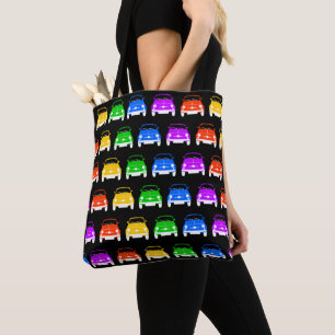 Tote Bag Vintage Classic Fiat 500 Rainbow