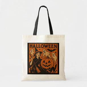 Tote Bag Vintage, classique sorcière d'Halloween, fantôme &